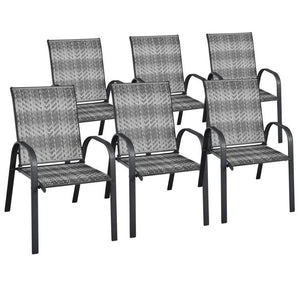 Sit on these outdoor dining chairs to have a delicious meal! Â  For comfort  these patio chairs are ergonomically designed with curved backrests  cozy armrests and deep seats to provide comfy sitting experience. Moreover  the all-weather PE wicker and stu