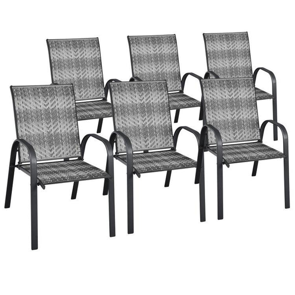 Sit on these outdoor dining chairs to have a delicious meal! Â  For comfort  these patio chairs are ergonomically designed with curved backrests  cozy armrests and deep seats to provide comfy sitting experience. Moreover  the all-weather PE wicker and stu