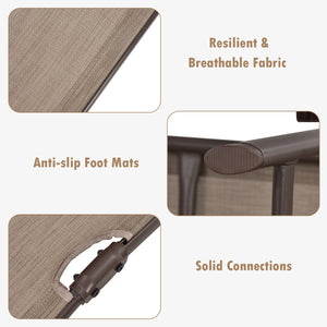 5 backrest angles and 2 footrest positions to meet various needs <br>Breathable and wearable seat fabric brings much comfort <br>Ergonomic design brings relaxation to your journey <br>Steel frame is not easy to rust and of high durability <br>Stable trian
