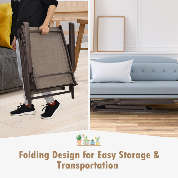 5 backrest angles and 2 footrest positions to meet various needs <br>Breathable and wearable seat fabric brings much comfort <br>Ergonomic design brings relaxation to your journey <br>Steel frame is not easy to rust and of high durability <br>Stable trian