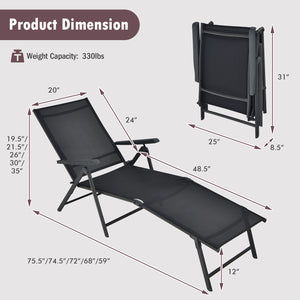 5 backrest angles and 2 footrest positions to meet various needs <br>Breathable and wearable seat fabric brings much comfort <br>Ergonomic design brings relaxation to your journey <br>Steel frame is not easy to rust and of high durability <br>Stable trian