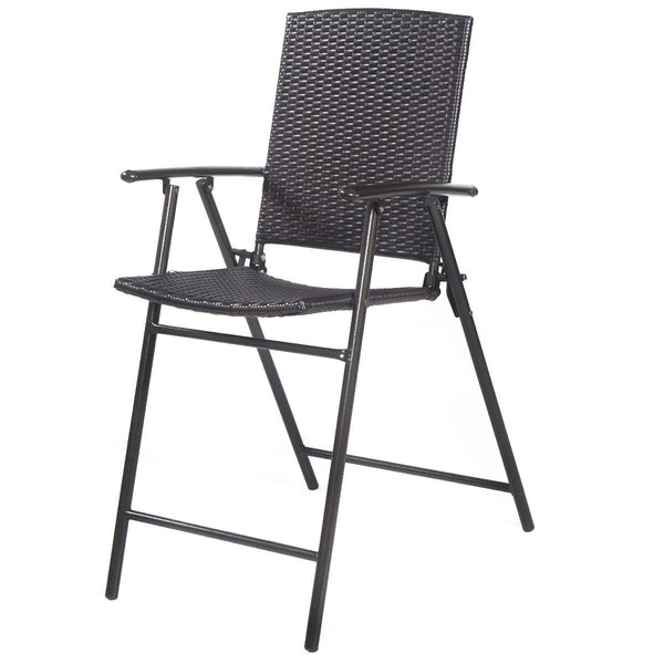 This 4-piece set of folding rattan chairs is ideal for your family/friends gathering  party  outdoor camping and other gathering activities. Â  With steel frames  these rattan chairs are high quality and can serve you a long time. Footrest and armrest mak
