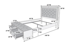 QUEEN BED W/STORAGE BENCH/STAINLESS PANEL/SILVER