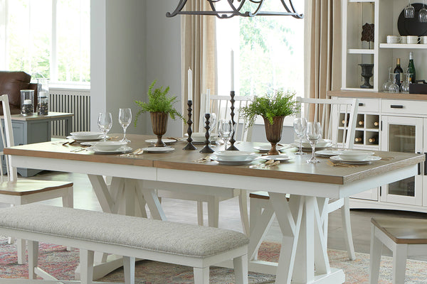 Americana Modern Dining 88 In. X 42 In. Trestle Top Extendable Dining Table