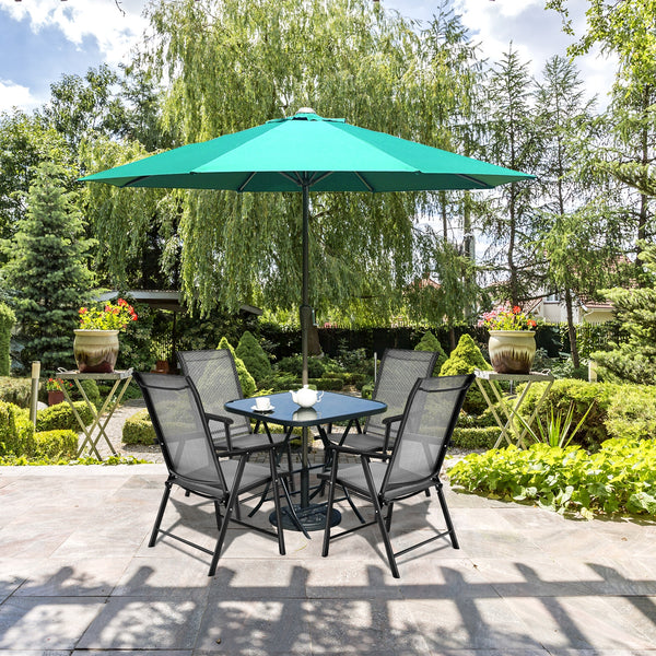 High quality and brand new <br>4 pieces folding textilene chairs with armrest <br>Steel frame  sturdy and durable <br>Folding feature  easy and simple to store or transport <br>Perfect for family gathering  party and outdoor camping <br>No assembly need 