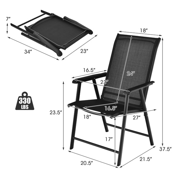 Metal powder coating frame is easy to clean<br>Chair can be used indoors and outdoors<br>2 ergonomic armrests for comfortable arm placement<br>Set of 2 chairs has good abrasion and water resistance<br>Set of 2 chairs is in fabric that can withstand bad we