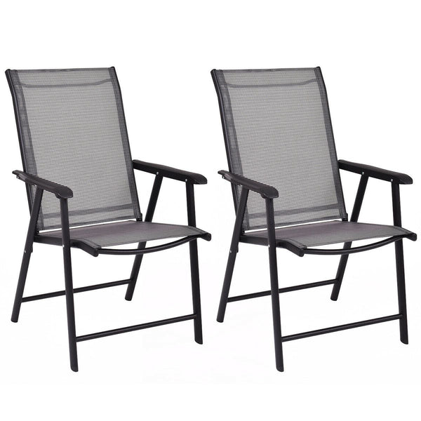 Metal powder coating frame is easy to clean<br>Chair can be used indoors and outdoors<br>2 ergonomic armrests for comfortable arm placement<br>Set of 2 chairs has good abrasion and water resistance<br>Set of 2 chairs is in fabric that can withstand bad we