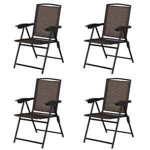 These 4 folding chairs are a good choice for relaxation  rest and entertainment. Â  These folding chairs with rugged frame is rust-proof  which can withstand the toughest weather conditions. Besides  it is with breathable stretch fabric  well ventilated a