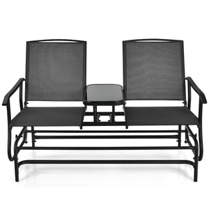 Solid heavy-duty steel frame and durable fabric<br>2 people can sit together to enjoy leisure time<br>Great weight capacity of 530 lbs<br>Quiet and smooth gliding system<br>Anti-slip pads at the bottom of feet<br>Armrests with ergonomic curves on two side