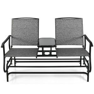 Solid heavy-duty steel frame and durable fabric<br>2 people can sit together to enjoy leisure time<br>Great weight capacity of 530 lbs<br>Quiet and smooth gliding system<br>Anti-slip pads at the bottom of feet<br>Armrests with ergonomic curves on two side
