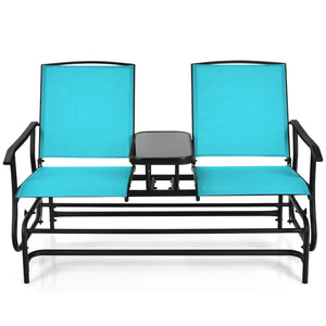 Solid heavy-duty steel frame and durable fabric<br>2 people can sit together to enjoy leisure time<br>Great weight capacity of 530 lbs<br>Quiet and smooth gliding system<br>Anti-slip pads at the bottom of feet<br>Armrests with ergonomic curves on two side