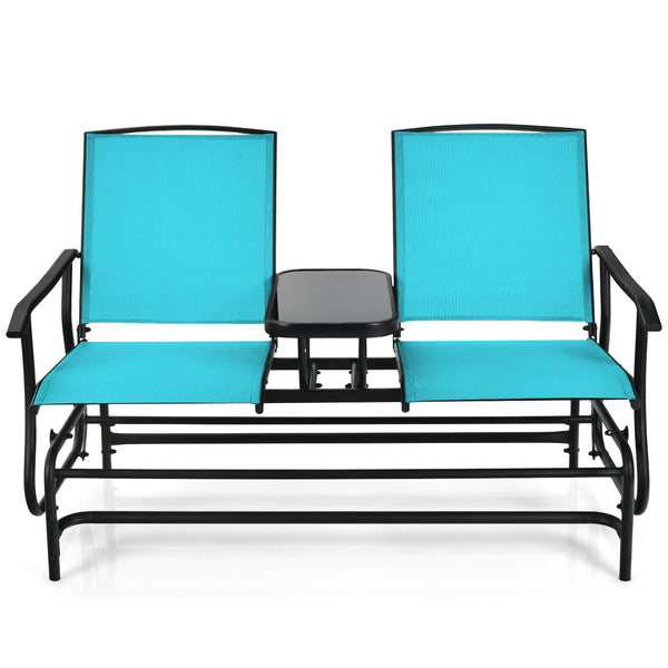 Solid heavy-duty steel frame and durable fabric<br>2 people can sit together to enjoy leisure time<br>Great weight capacity of 530 lbs<br>Quiet and smooth gliding system<br>Anti-slip pads at the bottom of feet<br>Armrests with ergonomic curves on two side