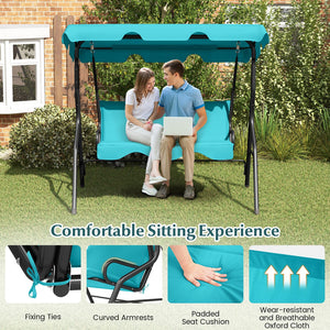 Brand new and high quality<br>Providing three comfortable seats<br>With a waterproof top canopy  protecting you from ultraviolet ray and drizzle<br>Black steel frame  durable and sturdy<br>Add comfort With seat and back cushion<br>Assembly needed and hard