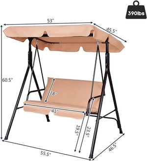 Brand New And High Quality<br>Outdoor Loveseat Swing Chair<br>Providing Two Comfortable Seats<br>With A Waterproof Top Canopy  Protecting You From Ultraviolet Ray And Drizzle<br>Black Steel Frame  Durable And Sturdy<br>With Seat And Back Cushion Add Comfo