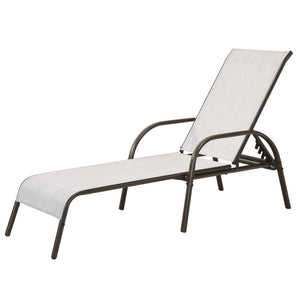 Don't leave the lounge chairs outside in rainy days for prolonging its' using life Made of Sun-proof and breathable fabric for long-lasting use  Powder-coated steel frame provides sturdy support Thick legs and anti-slip pads provide extra stability 5 adju