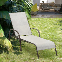 Don't leave the lounge chairs outside in rainy days for prolonging its' using life Made of Sun-proof and breathable fabric for long-lasting use  Powder-coated steel frame provides sturdy support Thick legs and anti-slip pads provide extra stability 5 adju
