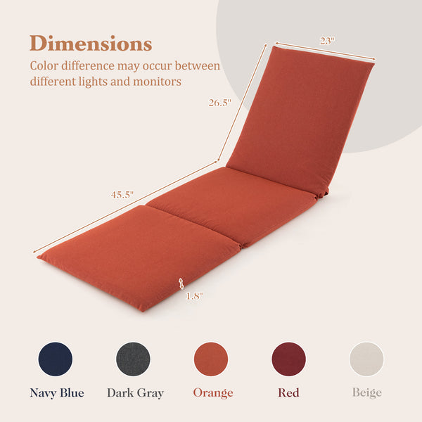 Foam-padded cushion can provide ideal support for pressure relief<br>Soft and breathable short fiber fabric cover improves seating comfort<br>Tri-fold lounge chaise cushion can fit different reclining positions<br>Fixing straps with hook and loop fastener