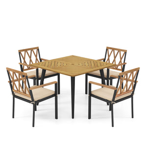 Hold up to 400 lbs for each chair and 165 lbs for the table with sturdy metal frame<br>High-quality acacia wood for additional durability and natural beauty<br>Accommodate different items with a 42.5â€ square tabletop <br>Ready for shade thanks to the 1.
