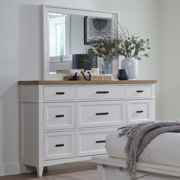 Americana Modern Bedroom 9 Drawer Dresser and Mirror