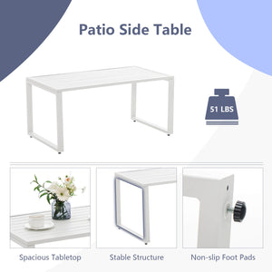 Premium steel frame with rustproof finish for longer outdoor use<br>1 side table  1 loveseat and 2 single chairs for free combination<br>Sturdy structure and non-slip foot pads for added stability<br>Ergonomic backrest & armrests to relieve your fatigue i