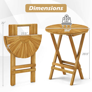 Premium teak wood ensures enduring performance and high strength<br>Natural material  exquisite craftsmanship and well-crafted details for reliability<br>Supported by cross-shaped structure for higher stability<br>The folded table can be easily stored int