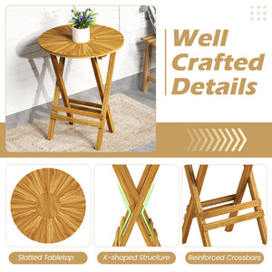 Premium teak wood ensures enduring performance and high strength<br>Natural material  exquisite craftsmanship and well-crafted details for reliability<br>Supported by cross-shaped structure for higher stability<br>The folded table can be easily stored int