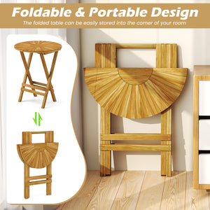 Premium teak wood ensures enduring performance and high strength<br>Natural material  exquisite craftsmanship and well-crafted details for reliability<br>Supported by cross-shaped structure for higher stability<br>The folded table can be easily stored int