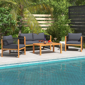 Solid and hard wooden frame enhances sturdiness of the set. <br>Rearrangeable in various configurations to meet your varying needs <br>Thick and soft cushions provide an excellent comfort. <br>Elegant and tight nylon rope decorated armrest. <br>Zipper int