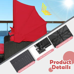 Comfortable to sit or lie with wide seat and soft cushions<br>Zippered design for easy removal and maintenance of cushion covers<br>Retractable canopy allows you to relax in the sunshade<br>Pneumatic rod for easy and safe adjustment<br>Fixing ropes keep t