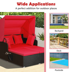 Comfortable to sit or lie with wide seat and soft cushions<br>Zippered design for easy removal and maintenance of cushion covers<br>Retractable canopy allows you to relax in the sunshade<br>Pneumatic rod for easy and safe adjustment<br>Fixing ropes keep t