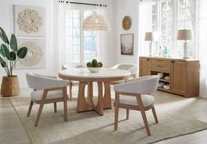 Escape - Dining 54" Round Table with buffet server & 4 barrel chairs