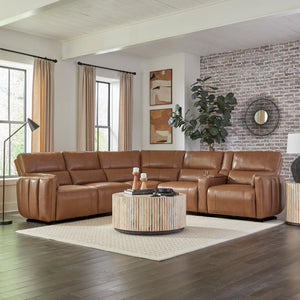 Modesto - Sable 6 Piece Modular Power Reclining Sectional with Power Adjustable Headrests
