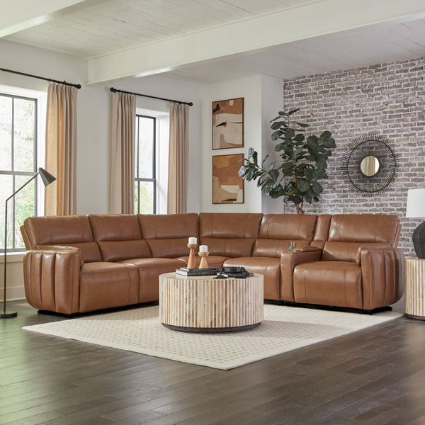 Modesto - Sable 6 Piece Modular Power Reclining Sectional with Power Adjustable Headrests