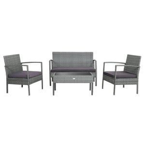 The well-woven rattan of this patio conversation set not only adds a piece of elegance  but also withstands long-time outdoor use. Â  And the heavy-duty steel frame ensures strong weight capacity and high stability. Other than that  both the loveseat and 