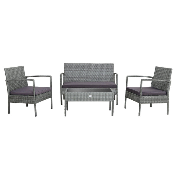 The well-woven rattan of this patio conversation set not only adds a piece of elegance  but also withstands long-time outdoor use. Â  And the heavy-duty steel frame ensures strong weight capacity and high stability. Other than that  both the loveseat and 