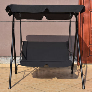Brand New And High Quality<br>Outdoor Loveseat Swing Chair<br>Providing Two Comfortable Seats<br>With A Waterproof Top Canopy  Protecting You From Ultraviolet Ray And Drizzle<br>Black Steel Frame  Durable And Sturdy<br>With Seat And Back Cushion Add Comfo