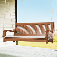 Sit on the comfortable porch swing on a hot summer night and sip a glass of wine with your beloved ones! Â  This 2-person porch swing bench is made of solid wood frame with a spray-painted surface  which can bring you an extraordinary experience while pro