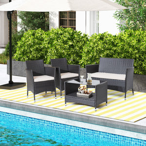 Fit outdoor environment with colorfast hand-woven mix brown PE rattan<br>Rustproof metal frame with sturdy construction for strong stability<br>Soft and thick cushions for a cozy sitting feeling<br>If you wanna clean the cushion covers  just remove them w
