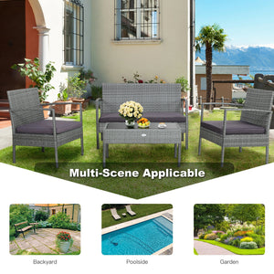 The well-woven rattan of this patio conversation set not only adds a piece of elegance  but also withstands long-time outdoor use. Â  And the heavy-duty steel frame ensures strong weight capacity and high stability. Other than that  both the loveseat and 