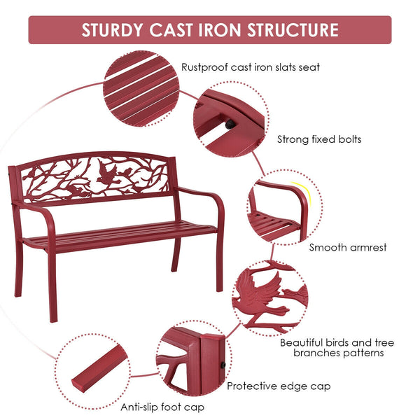 High quality and brand new<br>Constructed with a solid steel frame  durable and sturdy<br>Strong  sturdy  and comfortable to sit<br>Ergonomic seating design<br>Back made of durable cast iron<br>With armrests<br>Four solid legs provide a safe place to sit 