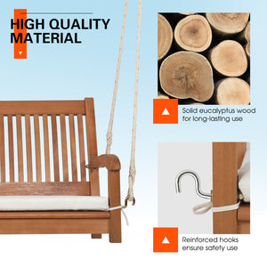 Sit on the comfortable porch swing on a hot summer night and sip a glass of wine with your beloved ones! Â  This 2-person porch swing bench is made of solid wood frame with a spray-painted surface  which can bring you an extraordinary experience while pro