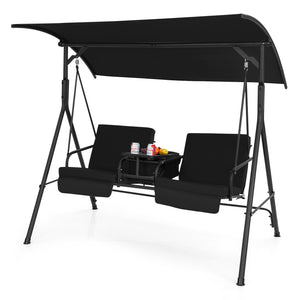 Simple assembly required.<br>Double the happiness with 2-seat design<br>Reinforced structure with anti-slip feet provide excellent stability<br>High density back and seat cushions with straps for better support<br>The heavy-duty spring hooks ensure smooth