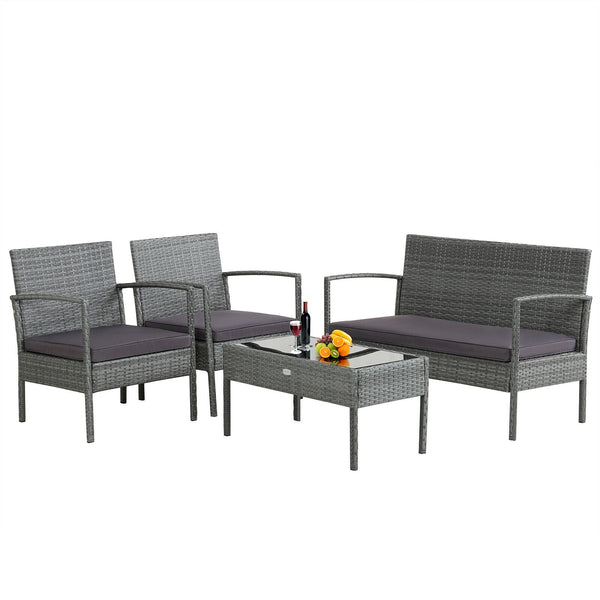 The well-woven rattan of this patio conversation set not only adds a piece of elegance  but also withstands long-time outdoor use. Â  And the heavy-duty steel frame ensures strong weight capacity and high stability. Other than that  both the loveseat and 
