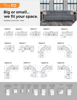 Modmax - Salt And Pepper - 7-Piece Power Reclining Sectional With RAF Press Back Power Chaise