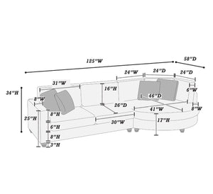 Zephyr F8457 2-Piece Sectional Set XL