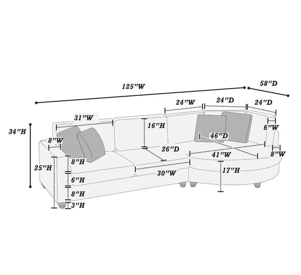 Zephyr F8457 2-Piece Sectional Set XL