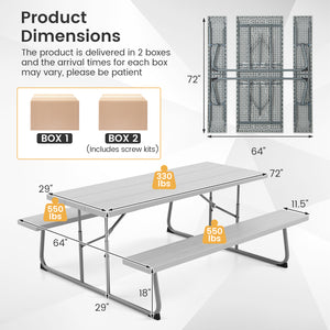 The HDPE tabletop ensures exceptional strength and good weather resistance<br>Features a waterproof surface for easy cleaning  easy to maintain with a damp cloth<br>The 183 cm/6 ft spacious HDPE tabletop provides enough area for food  drinks  and other es