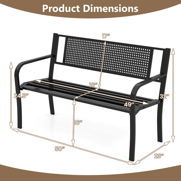 Seat 2-3 thanks to a spacious and ergonomic seat<br>Comfortable backrest and curved armrests for coziness<br>Spray-painted metal ensures a long-lasting service time<br>Heavy-duty construction can support up to 660 lbs<br>Tight connections for enhanced ste