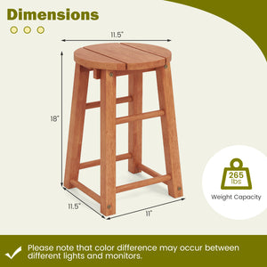 Natural wood material combines high strength with stability<br>Smooth painted surface presents durability and easy upkeep<br>Upgrade your outdoor seating area with these wood bar stools<br>Round seat offers a comfortable and spacious sitting area<br>Wood 