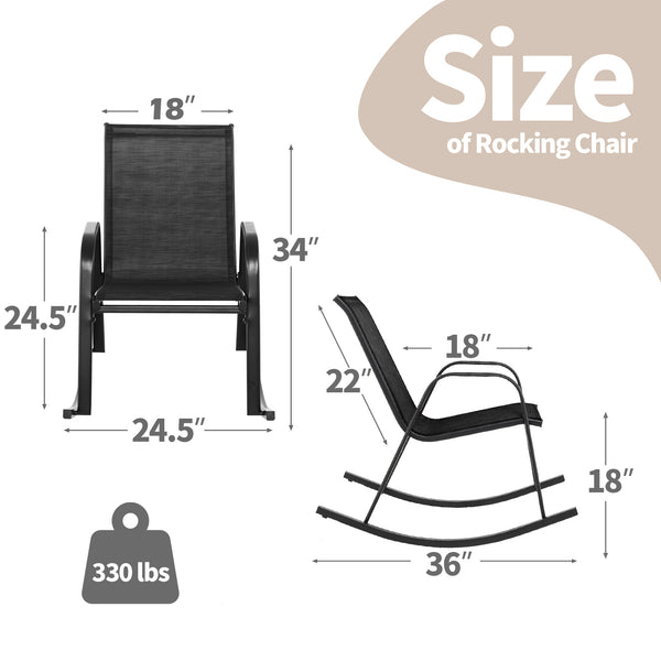 Cozy to sit with a curved backrest and armrests<br>Smooth and gentle rocking makes you more relaxed<br>Breathable seat fabric brings cool sitting feelings<br>Rustproof and reinforced metal frame for high stability<br>Bottom stoppers effectively avoid tipp